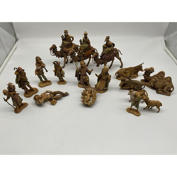 1983 Fontanini Depose Italy Nativity Figurines W/Spider Mark 5" Set of 17 VTG - Picture 2 of 16